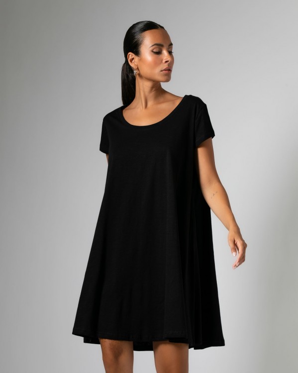 Φόρεμα mini κοντομάνικο Μαύρο 