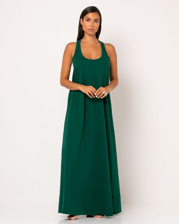 Φόρεμα με αθλητική πλάτη Πράσινο σκούρο 